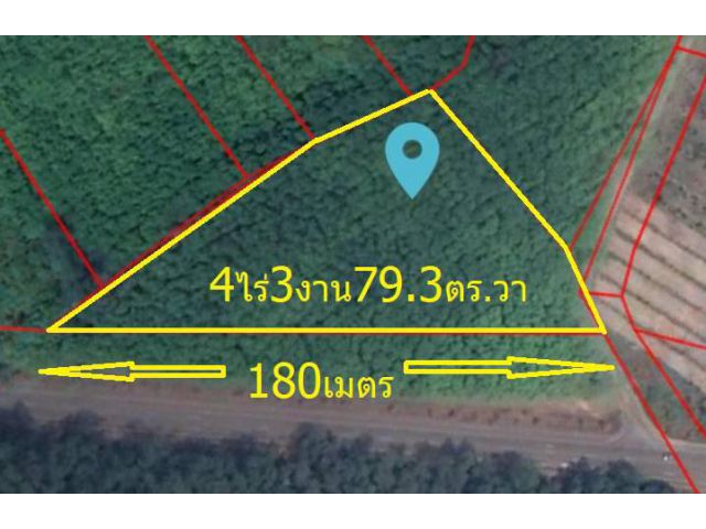 ขายที่ดินถนนเซ้าเทิร์นกว้าง180เมตรโฉนด4ไร่3งาน79ตร.วาขาย8ล้าน