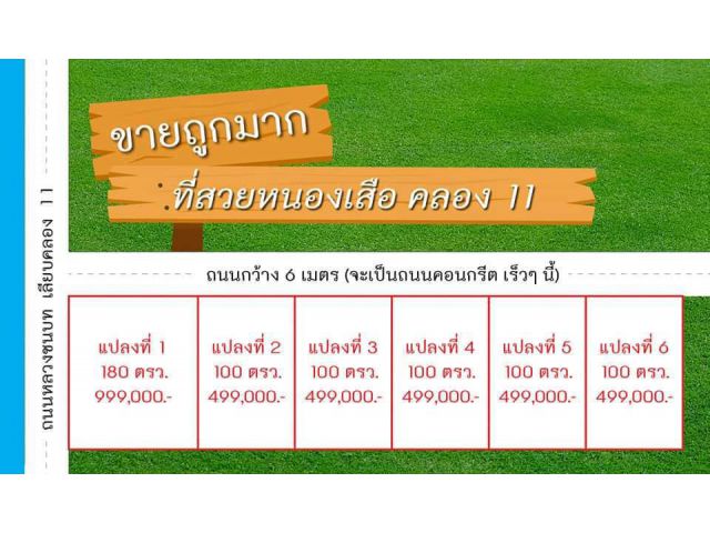 ขายที่ดิน อ.หนองเสือ คลอง11 ปทุมธานี ราคาถูก