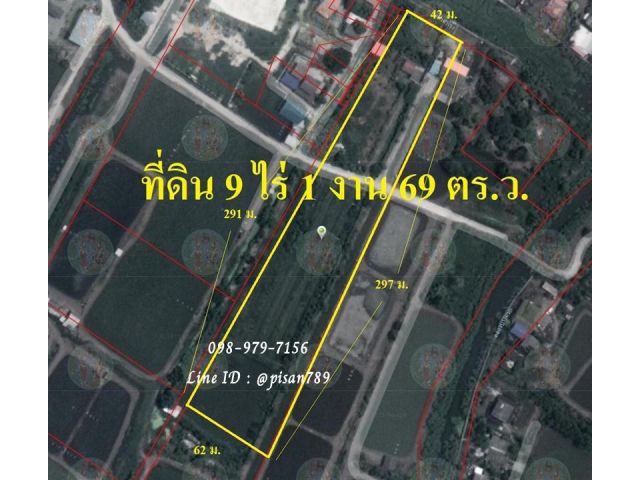 P319 ถูกมาก!!! ที่ดินผังสีส้มพร้อมสวนผลไม้ 9 ไร่ 1 งาน 69 ตร.ว. ถนนบางนา-ตราด กม.36  จ.ฉะเชิงเทรา วิวสวยมากเหมาะกับการพั