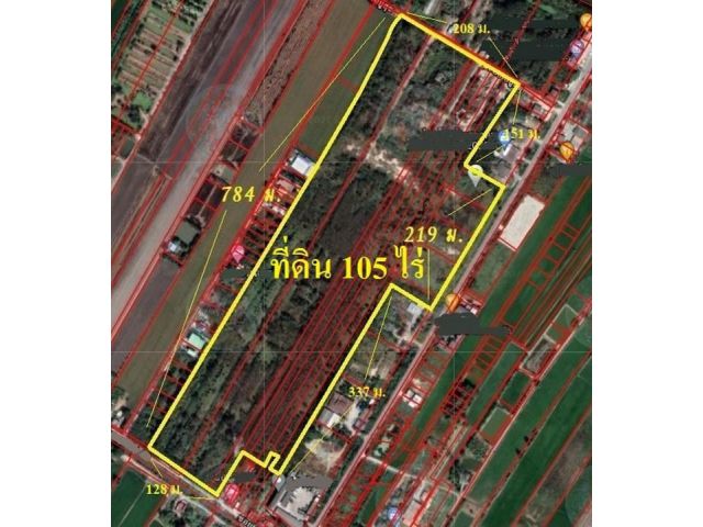 P342 ขายที่ดิน 105 ไร่  อำเภอลาดหลุมแก้ว ปทุมธานี ผังสีเขียวติดคลองส่งน้ำ ติดถนนลาดยาง ใกล้ TN Shop ลาดหลุมแก้ว