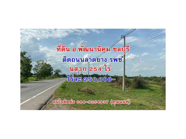 ที่ดินพัฒนานิคม 254 ไร่ นส.3ก ต.โคกสลุง อ.พัฒนานิคม จ.ลพบุรี รหัสL436