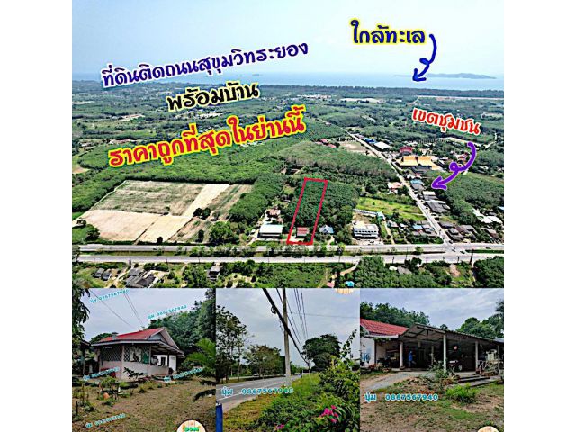 ที่ดินติดถนนสุขุมวิทระยองพร้อมบ้านราคาถูกที่สุดในย่านนี้