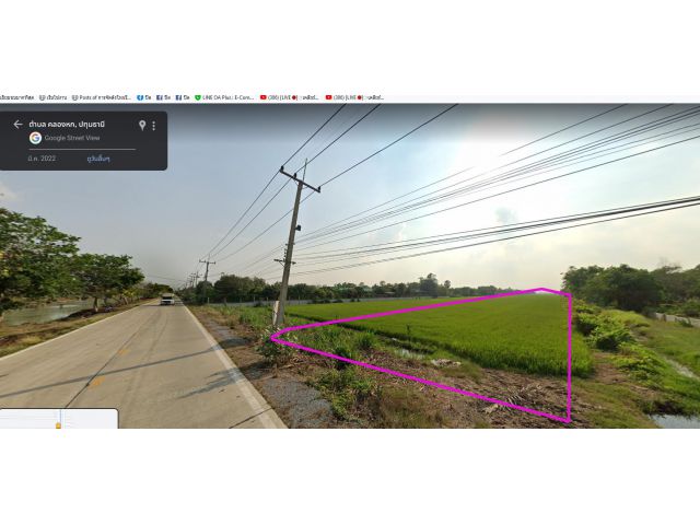 ที่ดินคลองหลวง คลองหก ขนาด 20-3-61ไร่ คลองหลวง ฝั่งตะวันตก ธัญญะ ที่นา ติดถนนหน้า-หลัง
