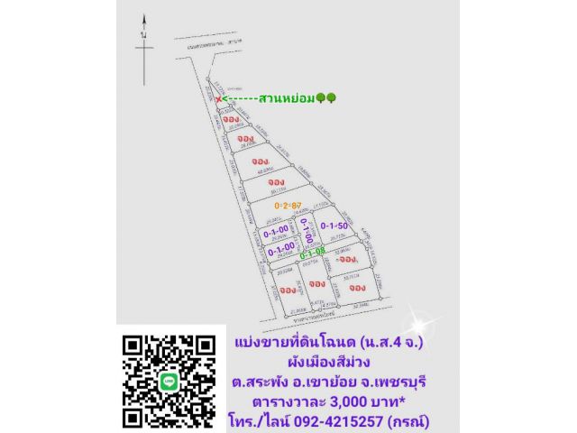 แบ่งขายที่ดิน ผังสีม่วง อ.เขาย้อย จ.เพชรบุรี