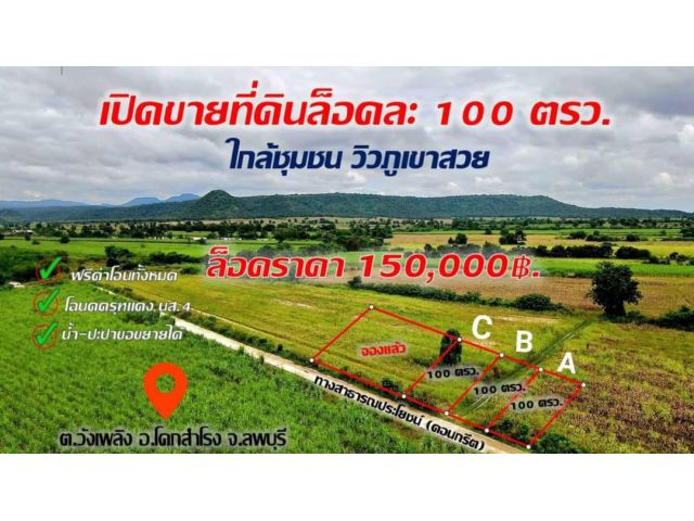 ที่ดินแบ่งล๊อค วิวภูเขา ต.วังเพลิง อ.โคกสำโรง จ.ลพบุรี