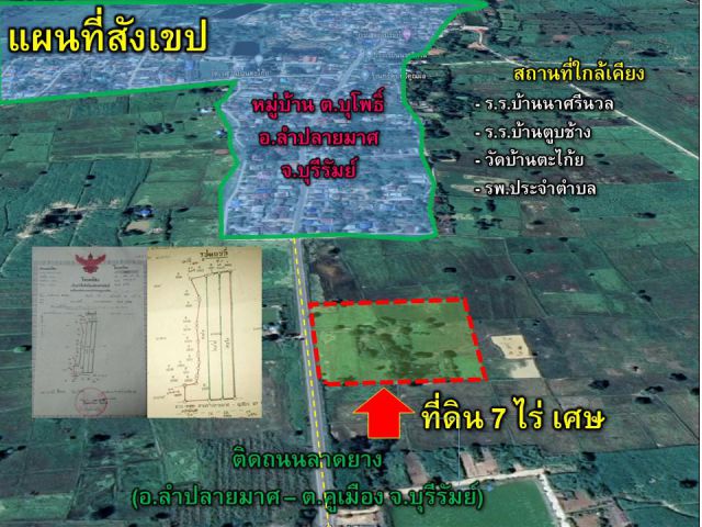 ขายที่ติดถนนใไญ่ 7 ไร่ 2 ล้าน