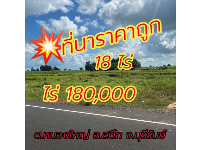 ขายที่ดินบุรีรัมย์ราคาถูก  18 ไร่ ต.หนองใหญ่ อ.สตึก จ.บุรีรัมย์