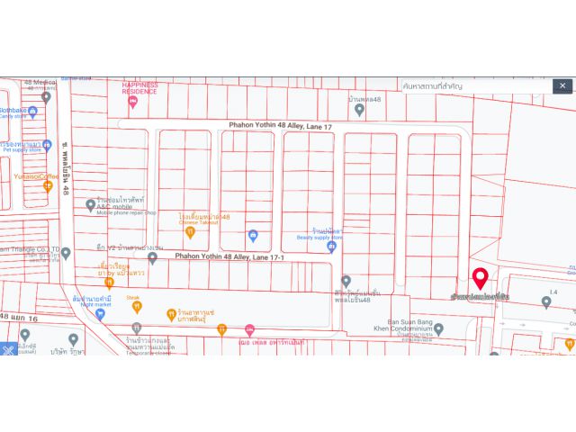 ขายที่ดินเปล่า 61 ตร.ว. ซอยสายหยุด (พหลโยธิน 48 แยก 17) ห่างจากปากซอย 1.5 กิโลเมตร