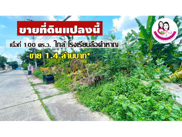 ที่ดินเปล่าแปลงสวย 100ตร.ว. ใกล้ตลาดเจริญศรี