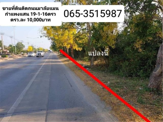 R624-024ขายที่ดิน 19-1-16 ไร่ ถนนมาลัยแมน ติดถนน มาลัยแมน-ด้านข้างติดซอย -เลยวัดทุ่งกระพังโหมไปประมาณ 1กม. ที่ดินเหมาะทำโรงงาน