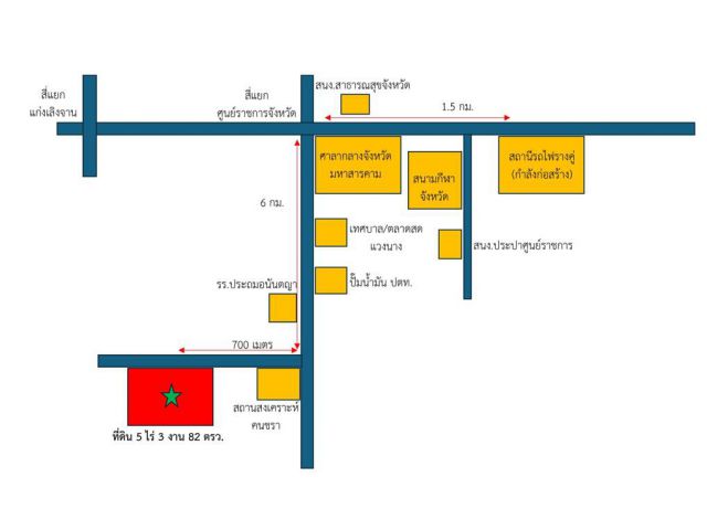 ขายที่ดินใกล้ศูนย์ราชการจังหวัดมหาสารคาม 5 ไร่ 3 งาน 82 ตรว.
