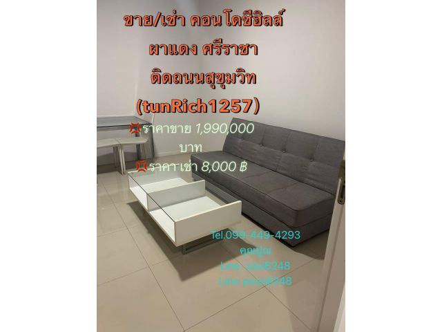 #ขาย/เช่า ซีฮิลล์คอนโด ผาแดงศรีราชา ติดถนนสุขุมวิท (tunRich1257)