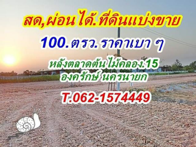 ที่ดินสดผ่อนได้หลังตลาดต้นไม้คลอง15.T.062-1574449