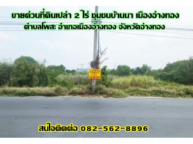 ขายด่วนที่ดินเปล่า 2 ไร่ ชุมชนบ้านนา เมืองอ่างทอง