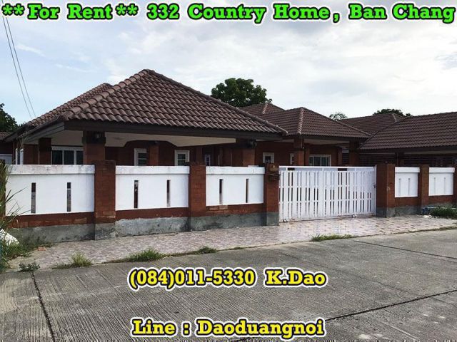 332 Country Home, Ban Chang *** Corner House for Rent ***