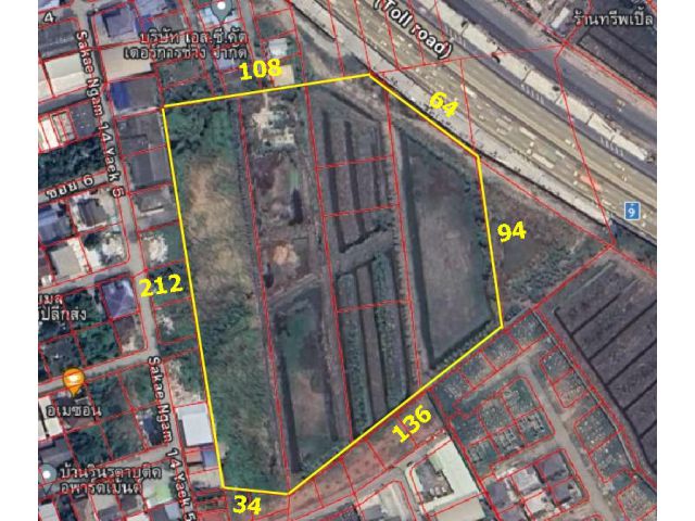 ที่ดิน 16-2-90.3 ไร่ ติดถ.กาญจนาภิเษก บางขุนเทียน