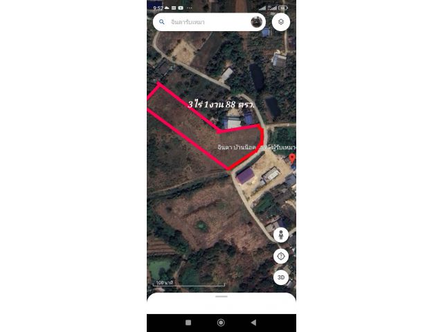 ขายที่ดิน 3 ไร่ 1 งาน 88 ตารางวาติดถนนคอนกรีต
