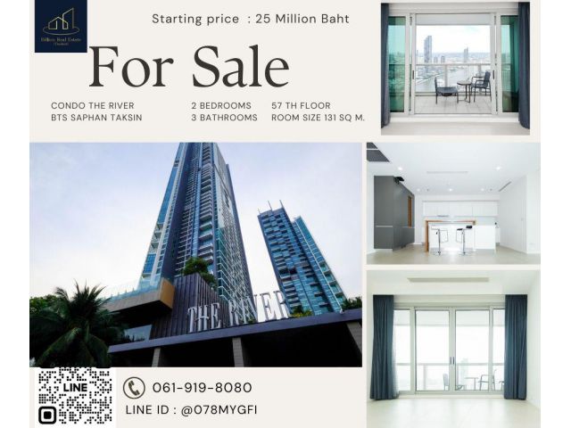 For Sale "The River Condo" -- 2 Beds 131 Sq.m. 25 Million Baht -- Along Chao Phraya River!