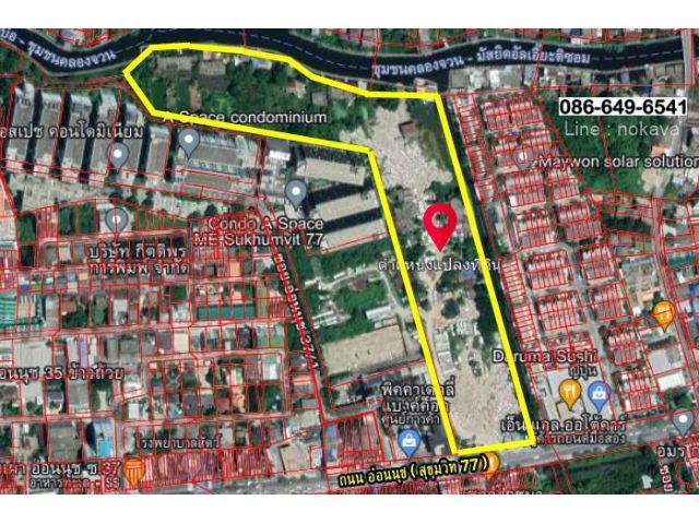 ผังเหลือง ย.4-34 ทำเลเทพ ผืนใหญ่ ติดถนนอ่อนนุช ขนาด 26-2-52 ไร่‬ ‭หน้ากว้างติดถนน 77 ม.