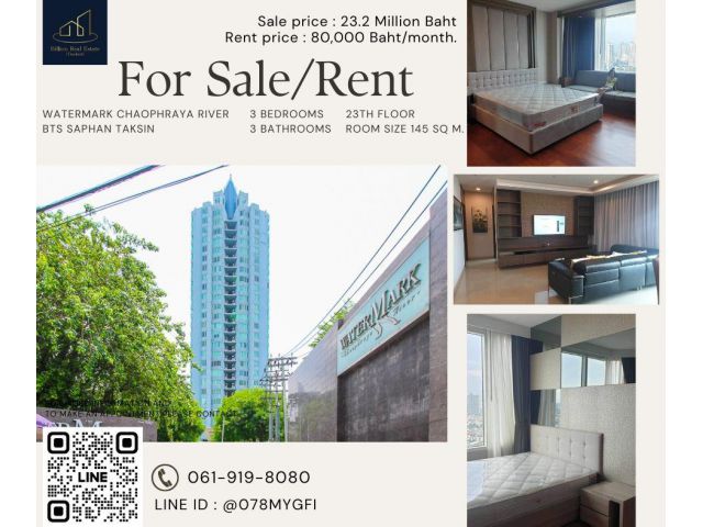 For Sale/Rent "Magnolias Waterfront Residences" -- 3 Beds 145 Sq.m. -- Beautiful and View next to the river!