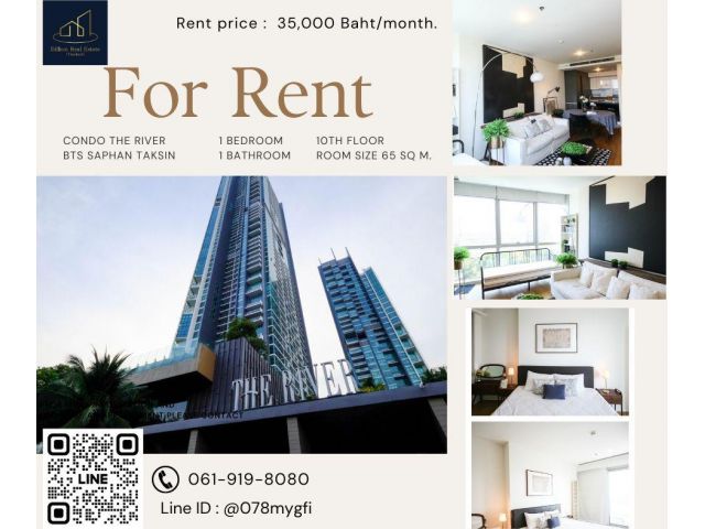 For Rent "The River Condo" -- 1 Bed 65 Sq.m. 35,000 Baht -- Luxury condo along the Chao Phraya River!