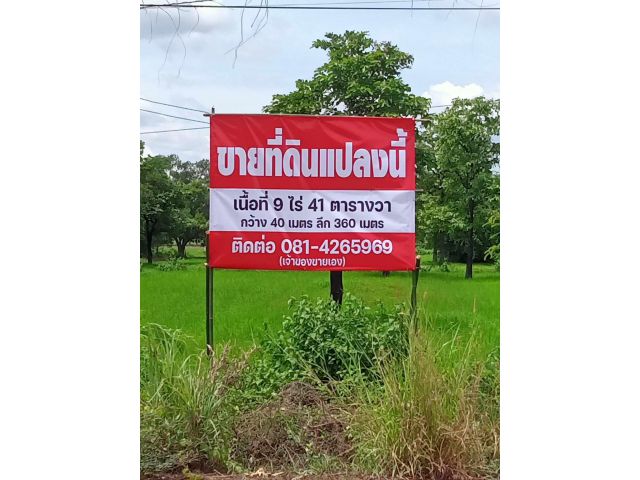 ขายที่ดินโฉนดพร้อมโอน 9 ไร่เศษ ติดถนน 4 เลน พรเจริญ-โซ่พิสัย