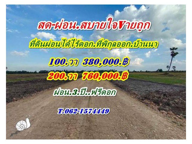 ที่ดินผ่อนได้ ไร้ดอก ที่พิกุลออกบ้านนา นครนายก สดผ่อนได้ ขายถูก! T.062-1574449