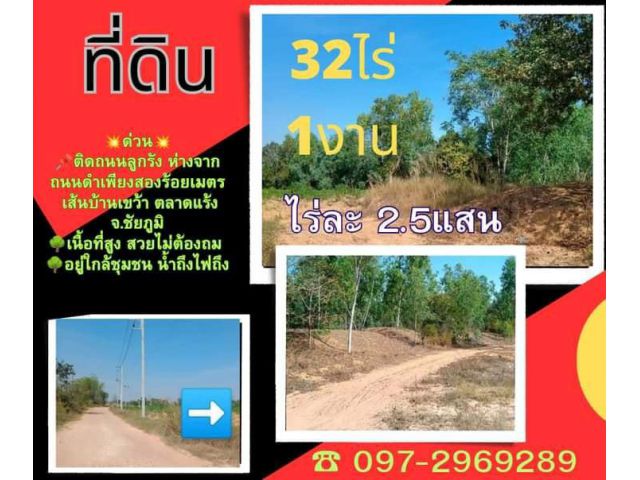 ขายที่ดินเปล่า ชัยภูมิ 32 ไร่