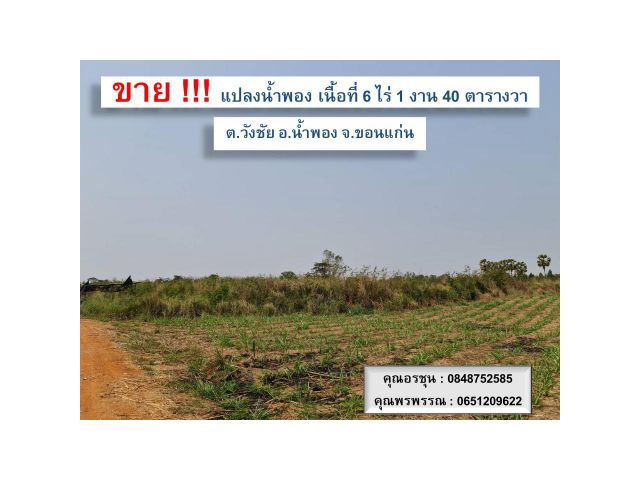 ขายที่ดิน พร้อมโอน 6-1-40 ไร่ ต.หนองกุง อ.น้ำพอง จ.ขอนแก่น