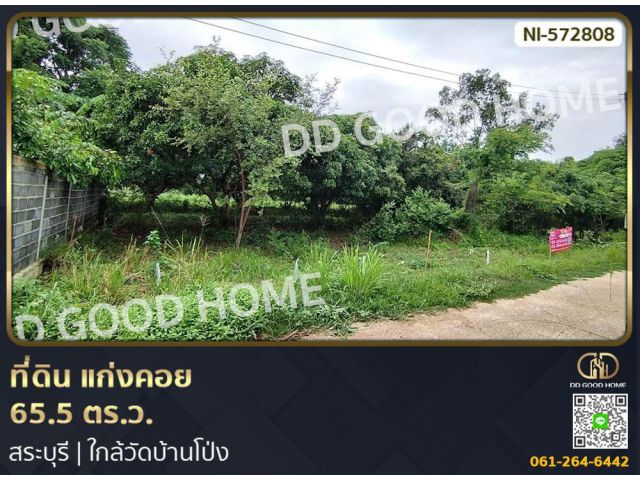 ที่ดิน แก่งคอย 65.5 ตร.ว. สระบุรี ใกล้วัดบ้านโป่ง