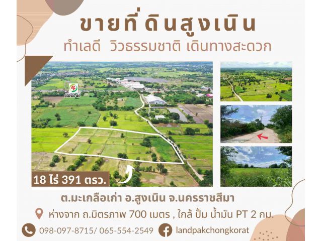 ขายที่ดินโคราช เดินทางสะดวก ใกล้ถนนมิตรภาพเพียง 700 เมตร ต.มะเกลือเก่า อ.สูงเนิน จ.นครราชสีมา