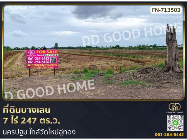 ที่ดินบางเลน 7 ไร่ 247 ตร.ว. นครปฐม ใกล้วัดใหม่อู่ทอง