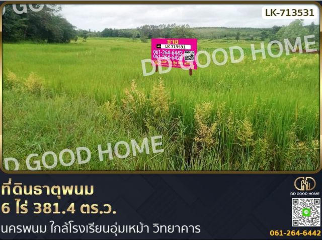 ที่ดินธาตุพนม 6 ไร่ 381.4 ตร.ว. นครพนม ใกล้โรงเรียนอุ่มเหม้า วิทยาคาร