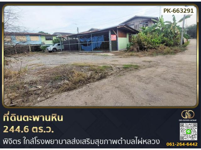 ที่ดินตะพานหิน 244.6 ตร.ว. พิจิตร ใกล้โรงพยาบาลส่งเสริมสุขภาพตำบลไผ่หลวง