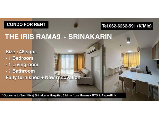 condo for rent คอนโดให้เช่า The Iris condo Srinakarin-Rama9