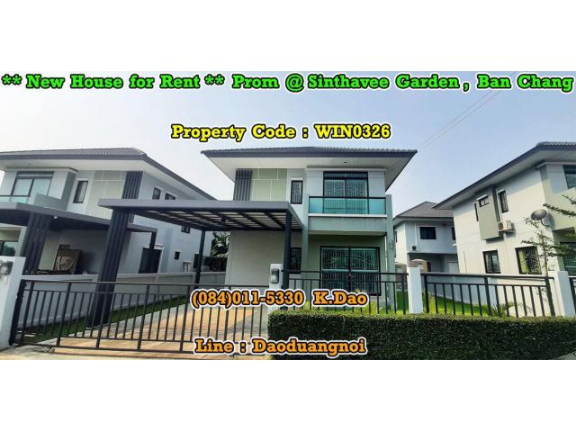 Prom, Sinthavee Garden 2, Ban Chang *** Modern House for Rent ***