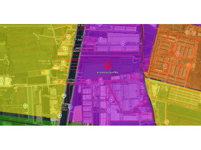 ขายที่ดิน ผังสีม่วง 68-0-58 ไร่ ติดถนนใหญ่เลียบคลองส่งน้ำ บางพลี สมุทรปราการ