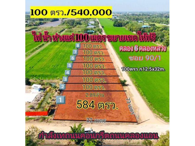 ที่ดินแปลงน้อย 100วา ราคาถูกของขวัญเพื่อครอบครัว T.062-1574449