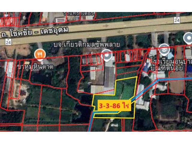 ขายที่ดินตำบลท่าเยี่ยม อำเภอโชคชัย นครราชสีมา 3-3-86 ไร่