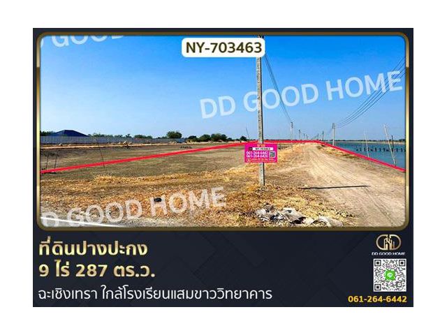 ที่ดินปางปะกง 9 ไร่ 287 ตร.ว. ฉะเชิงเทรา ใกล้โรงเรียนแสมขาววิทยาคาร