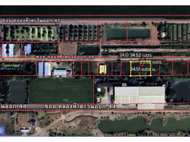 ขายที่ดิน คลอง 5 ซอยคลองห้าตะวันออก 45 อำเภอคลองหลวง ปทุมธานี เนื้อที่ 200 ตร.ว. ต่อรองได้